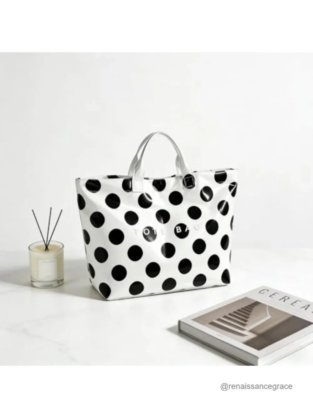 Waterproof PVC Tote Bag Large Stripe Oversize Hobo Top Handle Travel Shopper